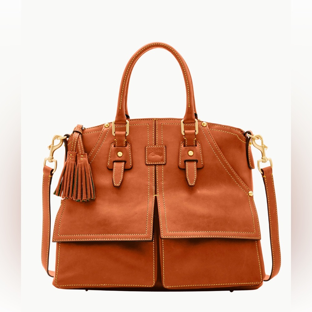 Dooney & Bourke Florentine Clayton Satchel Bag in Natural Brown color Excellent!